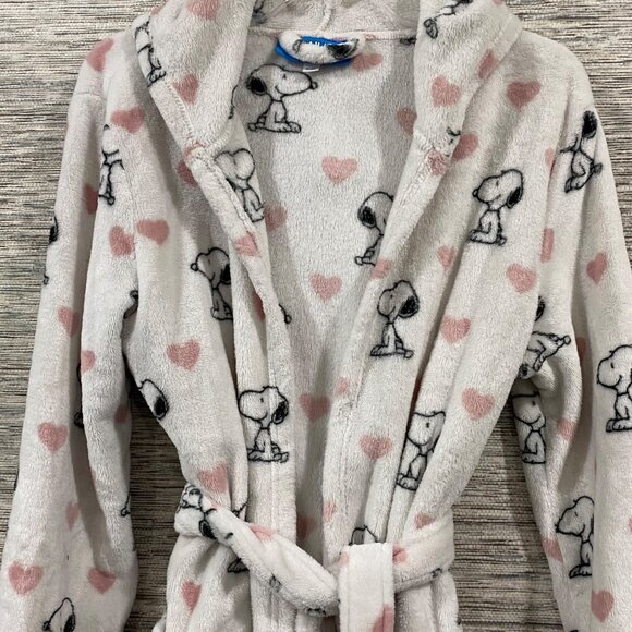 Peanuts Snoopy Womens Hooded Fleece Robe With Belt S/M - Picture 3 of 6